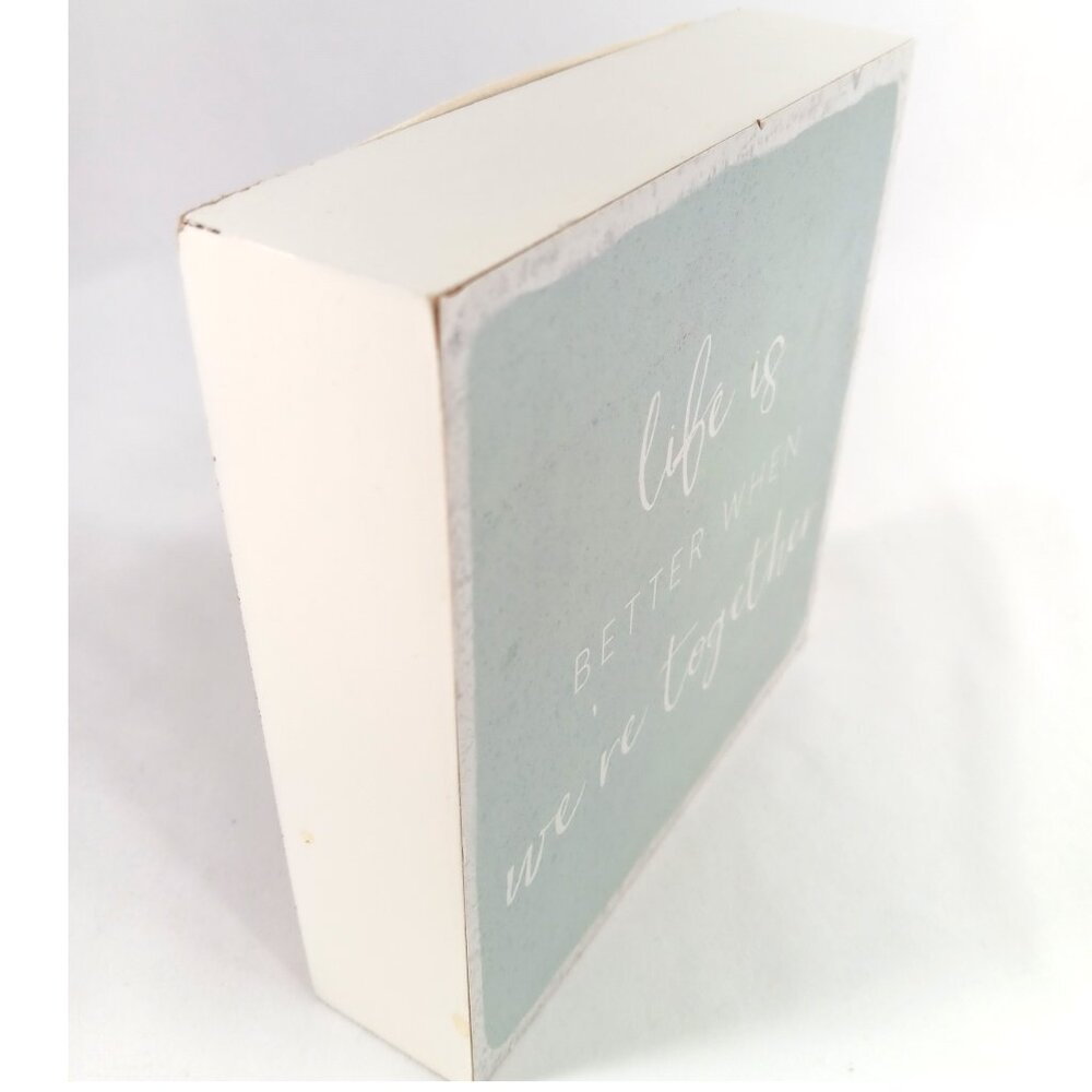 HAPPY LARRY- Life is Better- Wall & Shelf Decor- Mint- 6 X 6- Home Accent - Picture 4 of 7